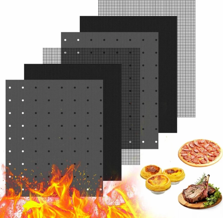 UPOGDDY Reusable Air Fryer Liners 12x12 Inch, 3 Pack Non-Stick Square Liners + 3 Mesh Sheets, Compatible with Ninja Foodi SP101/SP201/SP301/SP351, Oven/Microwave Safe up to 450°F, Air Fryer Accessories for Baking & Grilling