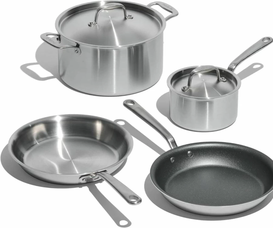 Made In Cookware 10-Piece Stainless Steel Pots and Pans Set - 5-Ply Clad Construction - Professional Grade Kitchen Set with Frying Pans, Saucepans, Saucier & Stock Pot with Lid - Handcrafted in Italy