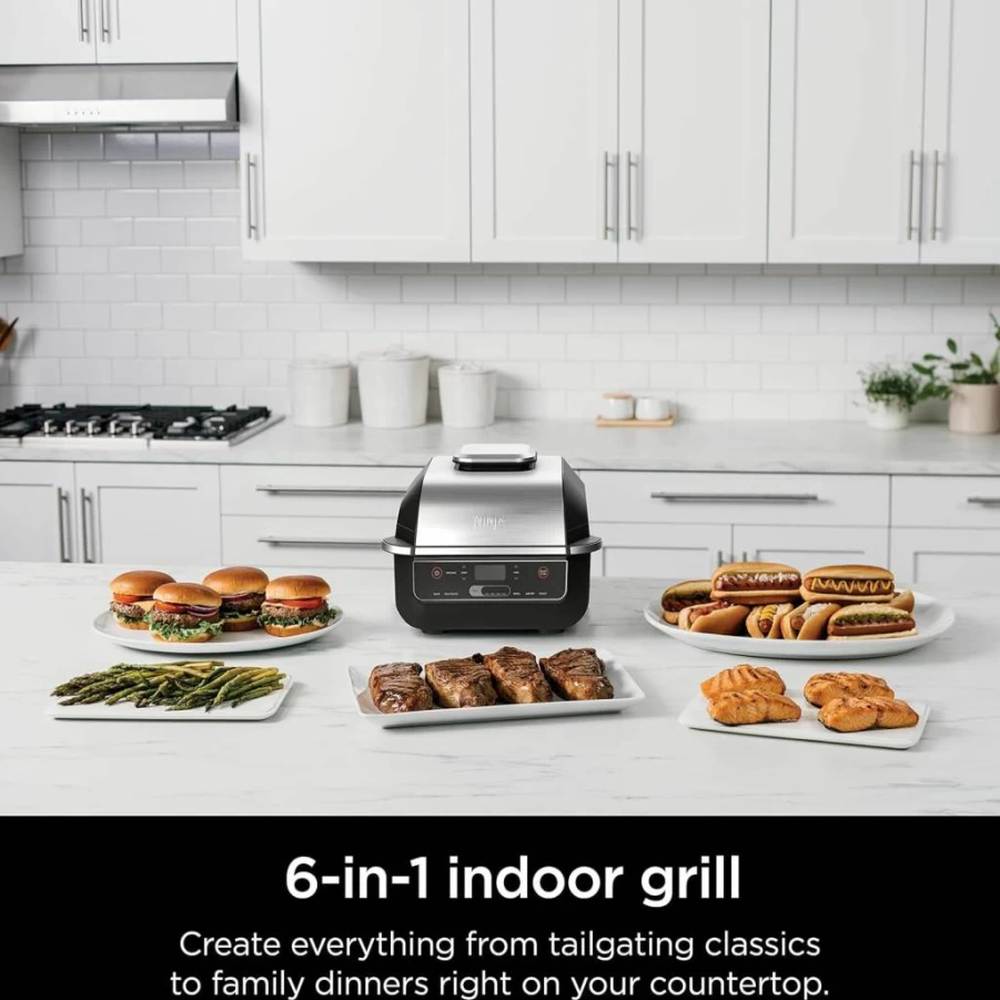 Ninja Foodi 5-in-1 Indoor Grill with Air Fry, Roast, Bake & Dehydrate, 3Lb Capacity, Smoke Control & Dishwasher Safe Parts, Black/Grey (AG301)
