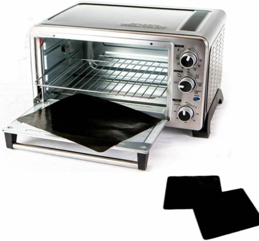 Bouti1583 Non-Stick Toaster Oven Liners (2-Pack) - 11" Dishwasher Safe Teflon Pans for Easy Cleanup, Prevents Spills & Odors