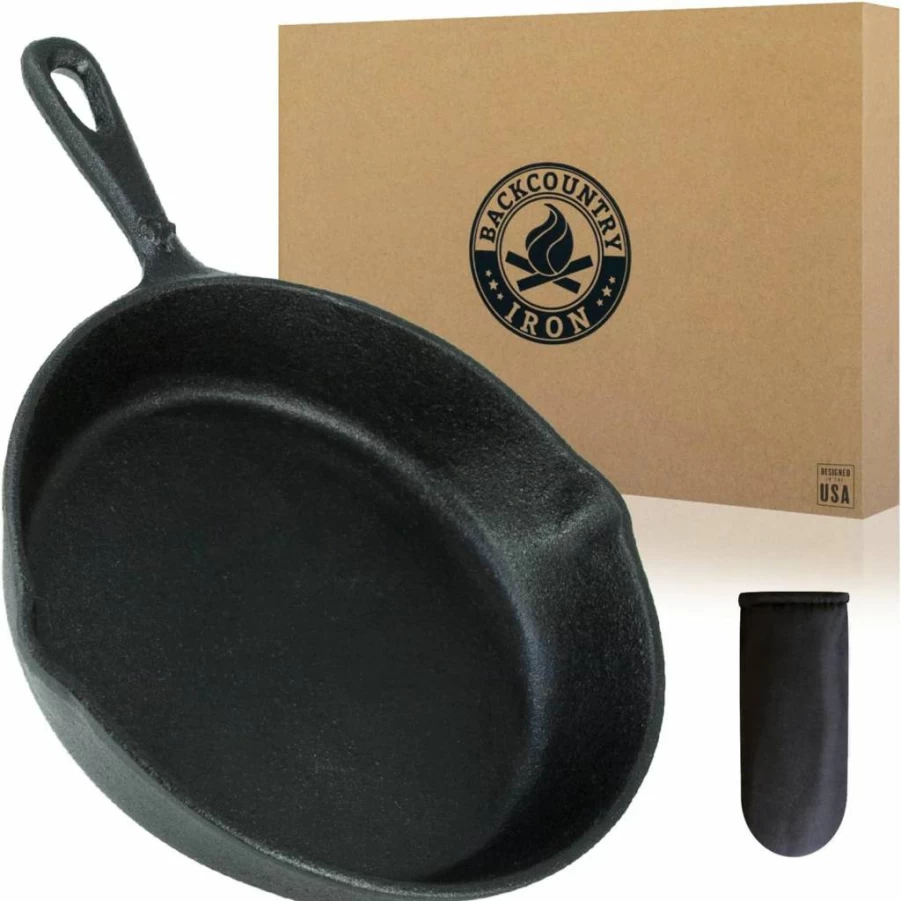 Backcountry Iron 12 Inch Pre-Seasoned Cast Iron Skillet – Large Round Heavy Duty Pan for Camping & Cooking