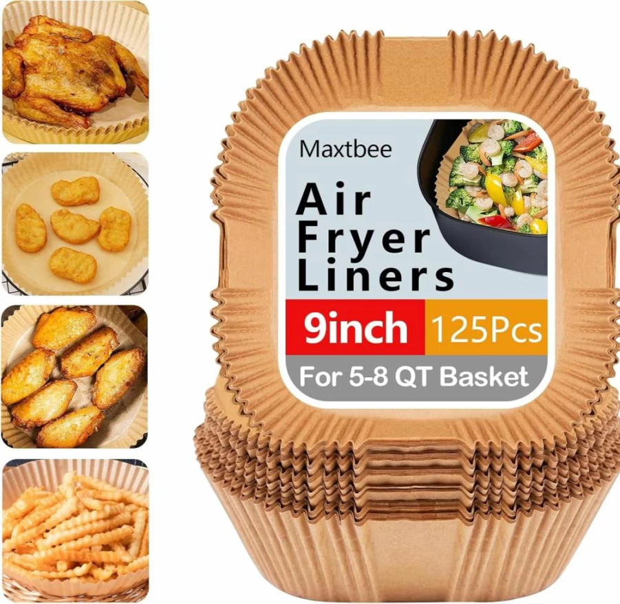 MAXTBEE 200Pcs 9x9 Inch Air Fryer Liners, Non-Stick Square Parchment Paper Sheets for Air Fryer, Oven & Microwave, 8 Inch Bottom, Oil-Proof & Heat Resistant Disposable Baking Liners