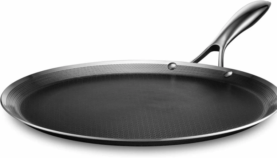 HexClad 12-Inch Hybrid Nonstick Griddle Pan – Induction Ready, Oven & Dishwasher Safe, Stay-Cool Handle, Works on All Cooktops