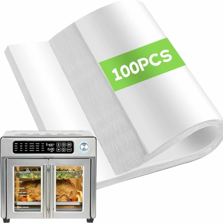 SIUDANGKA 100 Pcs Disposable Air Fryer Liners, Extra Large 26 Qt Parchment Paper Sheets, Compatible with Emeril Lagasse and Other Air Fryer Models