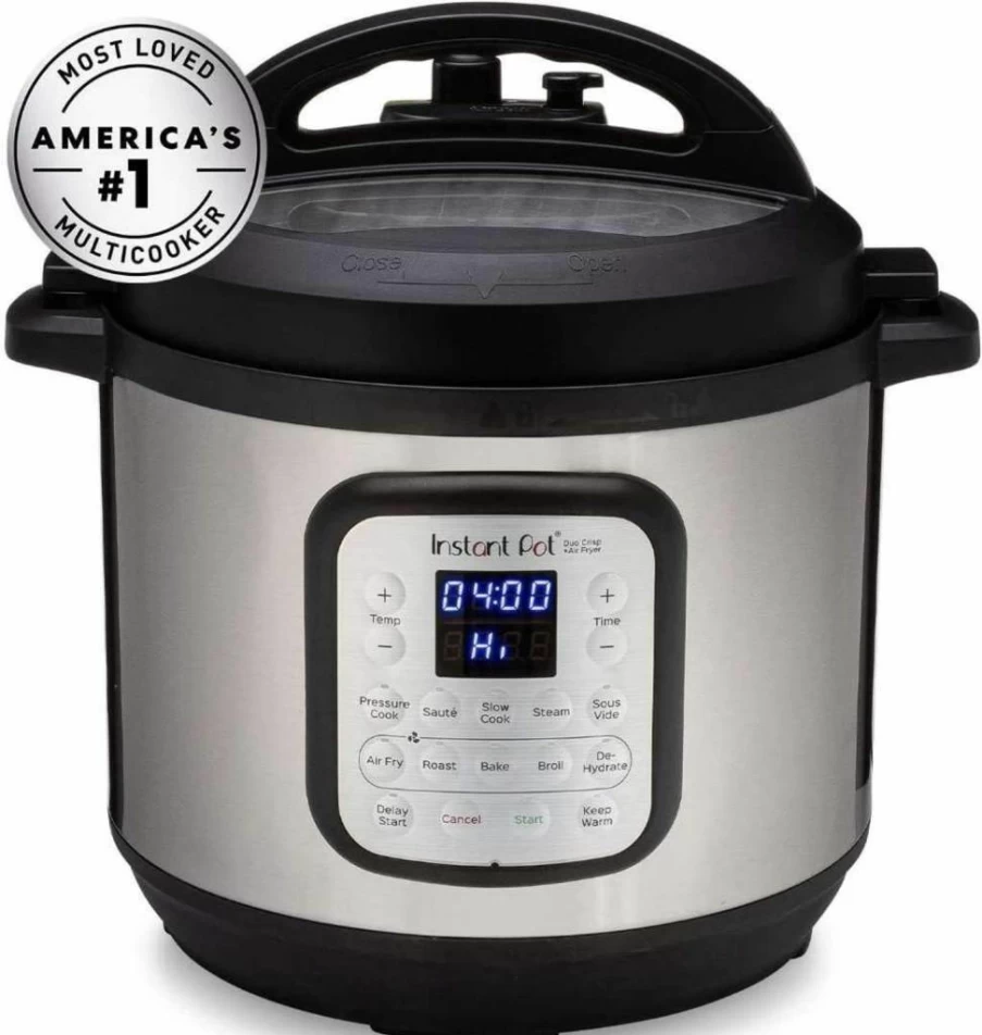 Instant Pot Duo Crisp 8QT Air Fryer & Pressure Cooker Combo, 11-in-1 Multicooker with Steam, Slow Cook, Dehydrate & Free App, Black/Stainless Steel