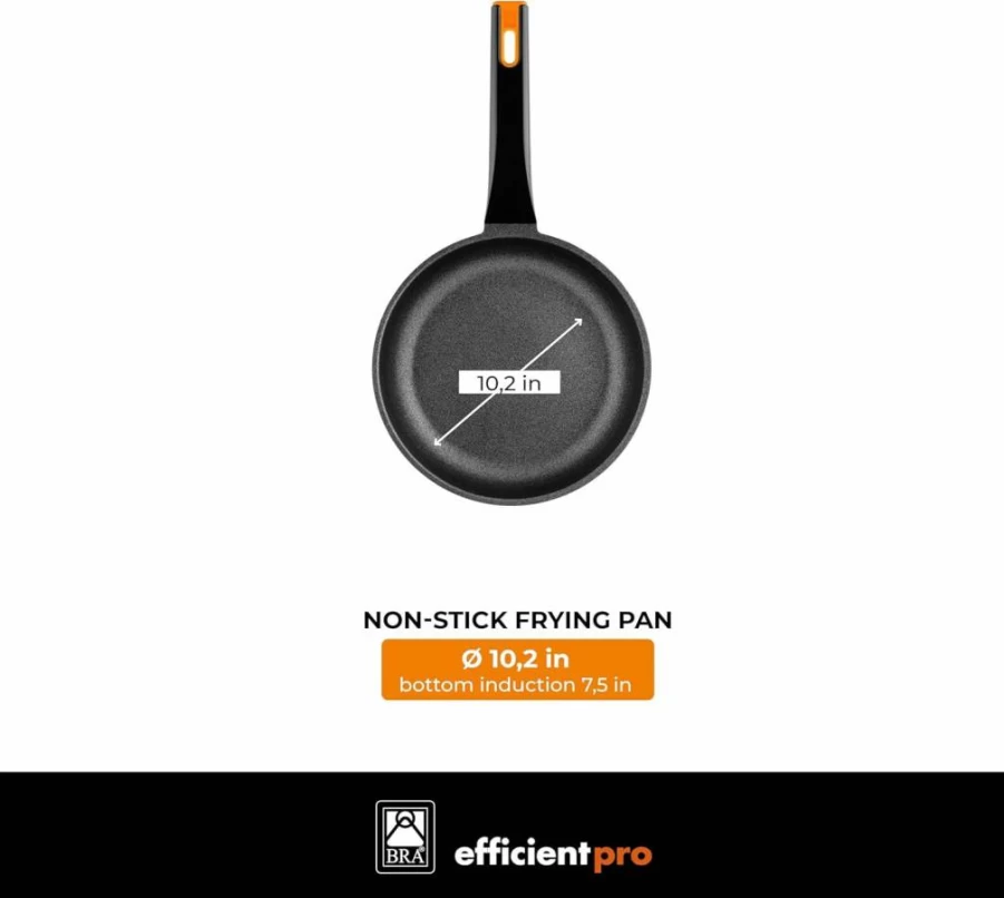 BRA Non-Stick Frying Pan Set - 8 & 10.2 Inch Cast Aluminum Cookware | PFOA-Free, Induction Compatible | Heat-Resistant Handle, Warp-Resistant Design