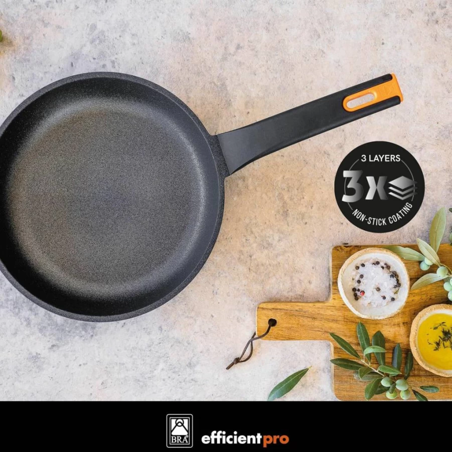 BRA Non-Stick Frying Pan Set - 8 & 10.2 Inch Cast Aluminum Cookware | PFOA-Free, Induction Compatible | Heat-Resistant Handle, Warp-Resistant Design