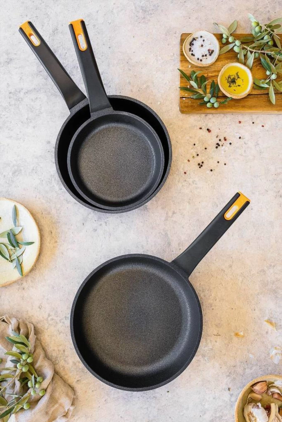 BRA Non-Stick Frying Pan Set - 8 & 10.2 Inch Cast Aluminum Cookware | PFOA-Free, Induction Compatible | Heat-Resistant Handle, Warp-Resistant Design
