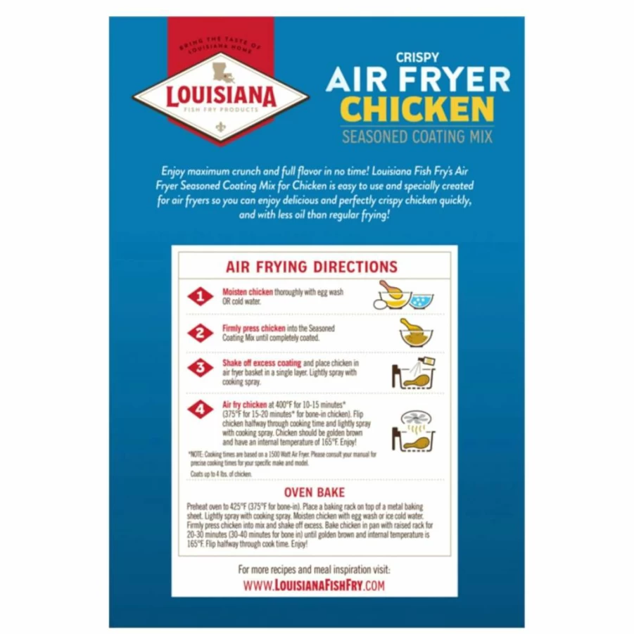 Louisiana Fish Fry Products Chicken Seasoned Coating Mix for Air Fryer - 5 Oz Bag, Crispy & Flavorful