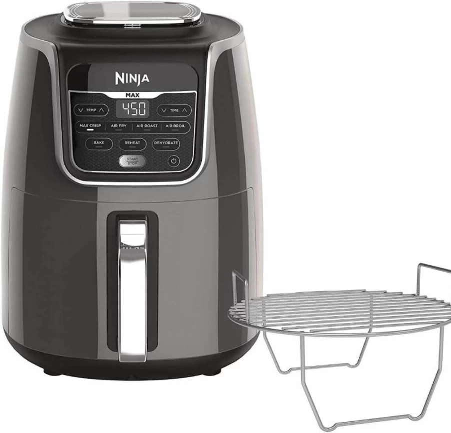 Ninja AF101 4-Quart Air Fryer, 4-in-1 Countertop Oven for Roasting, Baking, Broiling & Dehydrating, Healthy Low-Oil Cooking for Frozen Foods, Vegetables & Meats, Compact Design, Grey