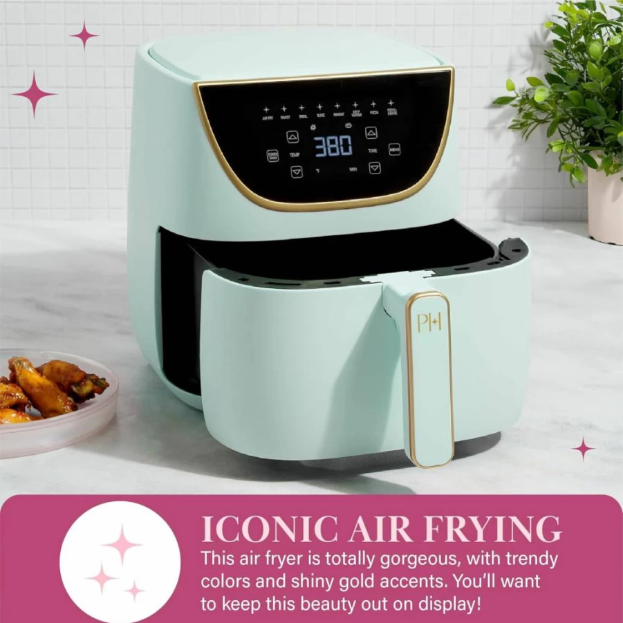 Paris Hilton 6-Quart Air Fryer with Touchscreen, 8-in-1 Functions, PFAS-Free Nonstick, Dishwasher Safe, Pink