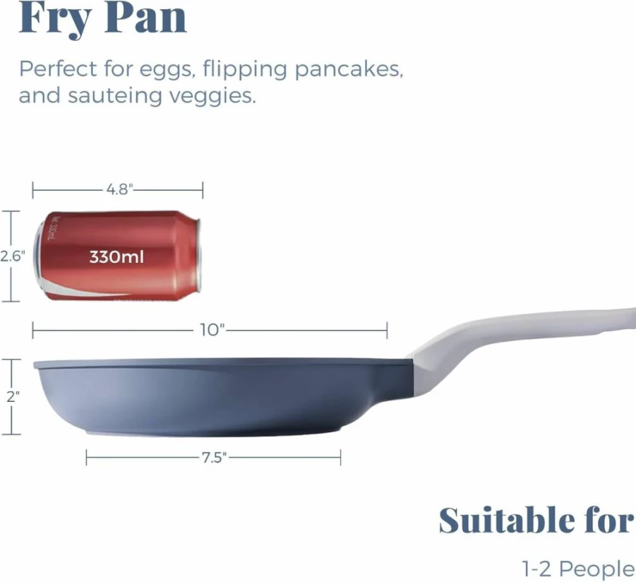 PRICUSIS Nonstick Ceramic Frying Pan 8/10/12 Inch, PFOA & PFAS Free Skillet, Healthy Cookware for Eggs & Omelets, Induction Compatible, Dishwasher Safe, Gray (8-Inch)