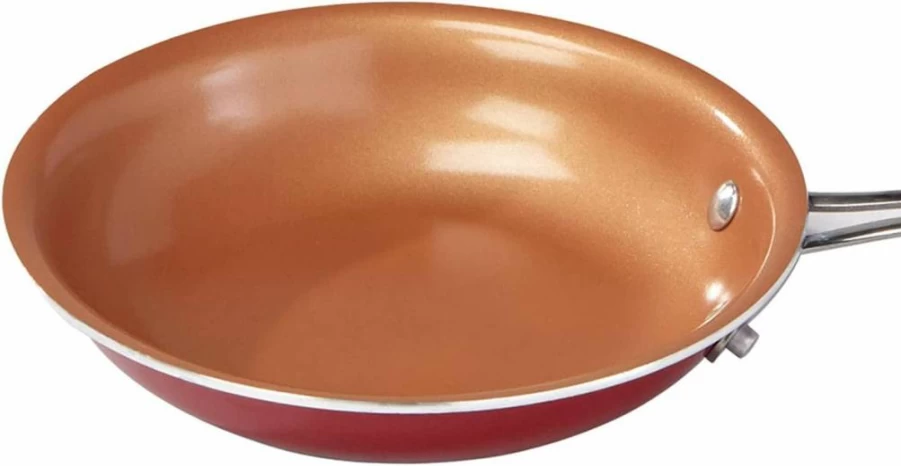 BulbHead Red Copper 10-Inch Non-Stick Fry Pan - PFOA & PTFE Free, Ceramic Copper Infused, Oven & Stove Safe Up to 500°F, Scratch Resistant Skillet