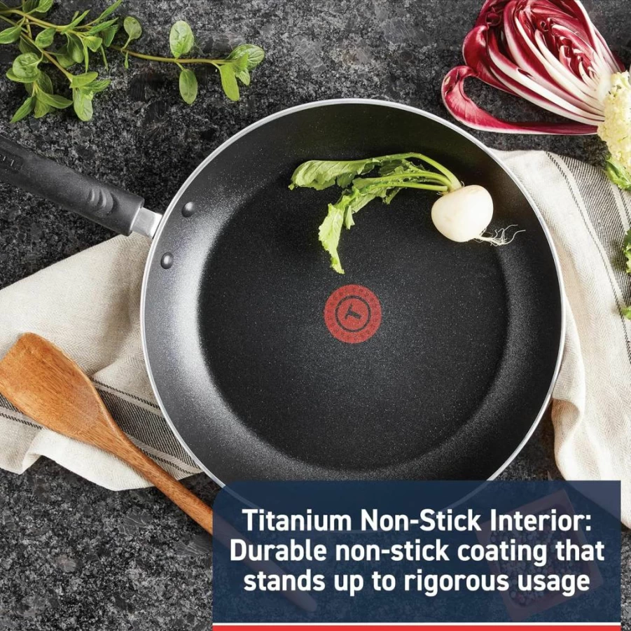Tefal Non-Stick Deep Fry Pan with Lid - 10 Inch Induction Compatible, Oven & Broiler Safe up to 400°F, Dishwasher Safe Black Skillet for All Cooktops