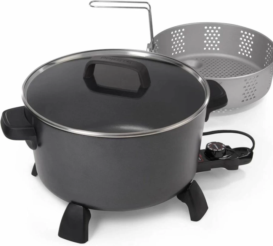 National Presto 10-Quart Multi-Cooker - Steamer, Deep Fryer, and XL Kitchen Kettle in Black