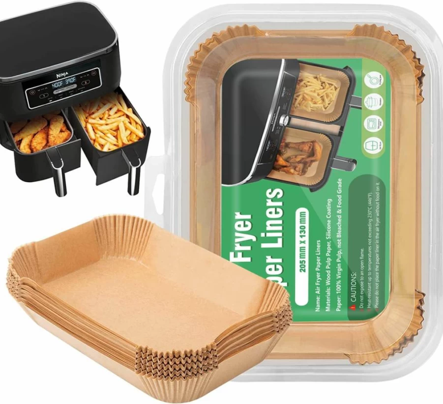 100 Pcs CEGOUT Air Fryer Liners Disposable, Non-Stick Parchment Paper for Ninja, Cosori, Chefman, Dual Air Fryers - Compatible with DZ201, DZ401, DZ550 & More
