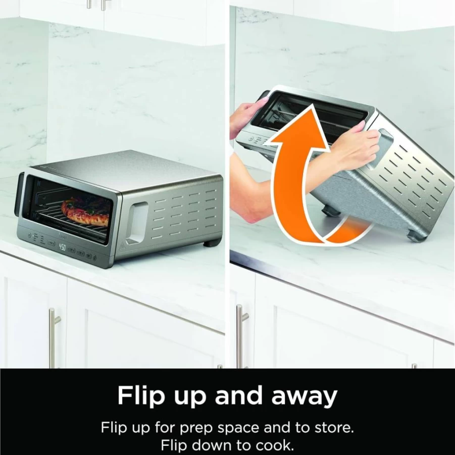 Ninja Sp151 8-in-1 Flip Toaster Oven with Air Fryer, 1800W Stainless Steel Countertop Oven, Space-Saving Flip-Up Design, Includes Air Fry Basket, Sheet Pan, Wire Rack & Removable Crumb Tray