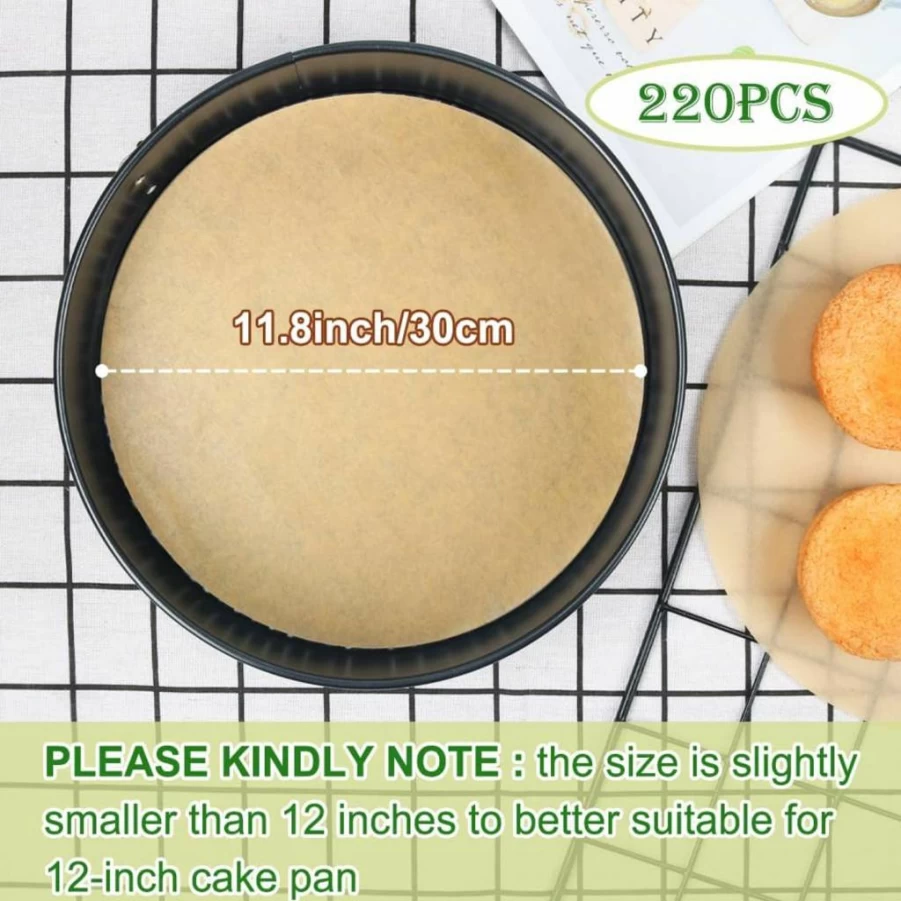 BOYAN 100-Pack 10 Inch Non-Stick Baking Parchment Rounds for Cake Pans, Tortilla Press - 7/8/9/12 Inch Reusable Cake Circles
