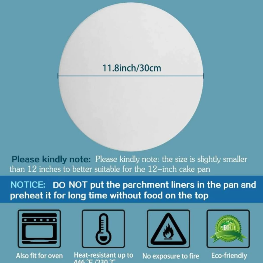 BYKITCHEN 8 Inch Parchment Paper Rounds (200 Count) - Non-Stick Baking Sheets for Cake Pans, Springform Pans, Tortilla Press - Multiple Sizes Available (4.5/5.5/6/7/9/10/12 Inch)