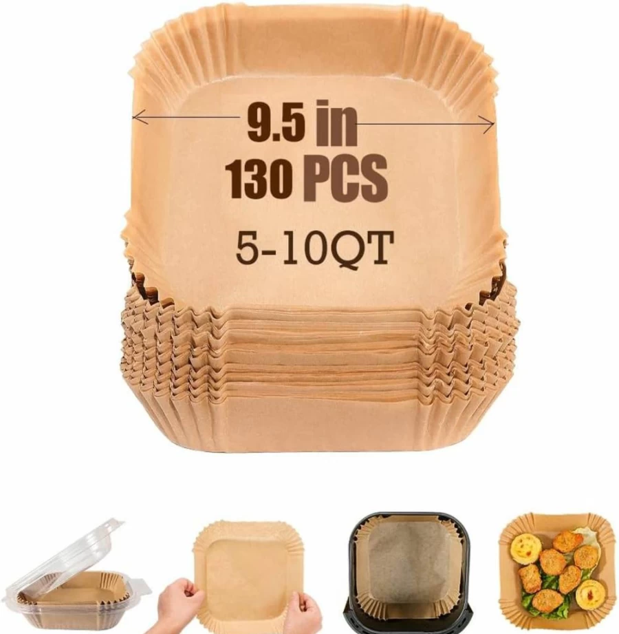 M-bestl 150 Pcs 7.5 Inch Square Air Fryer Parchment Paper Liners, Non-Stick & Oil-Proof Disposable Liners for 2-5 Qt Air Fryers, Baking, and Roasting