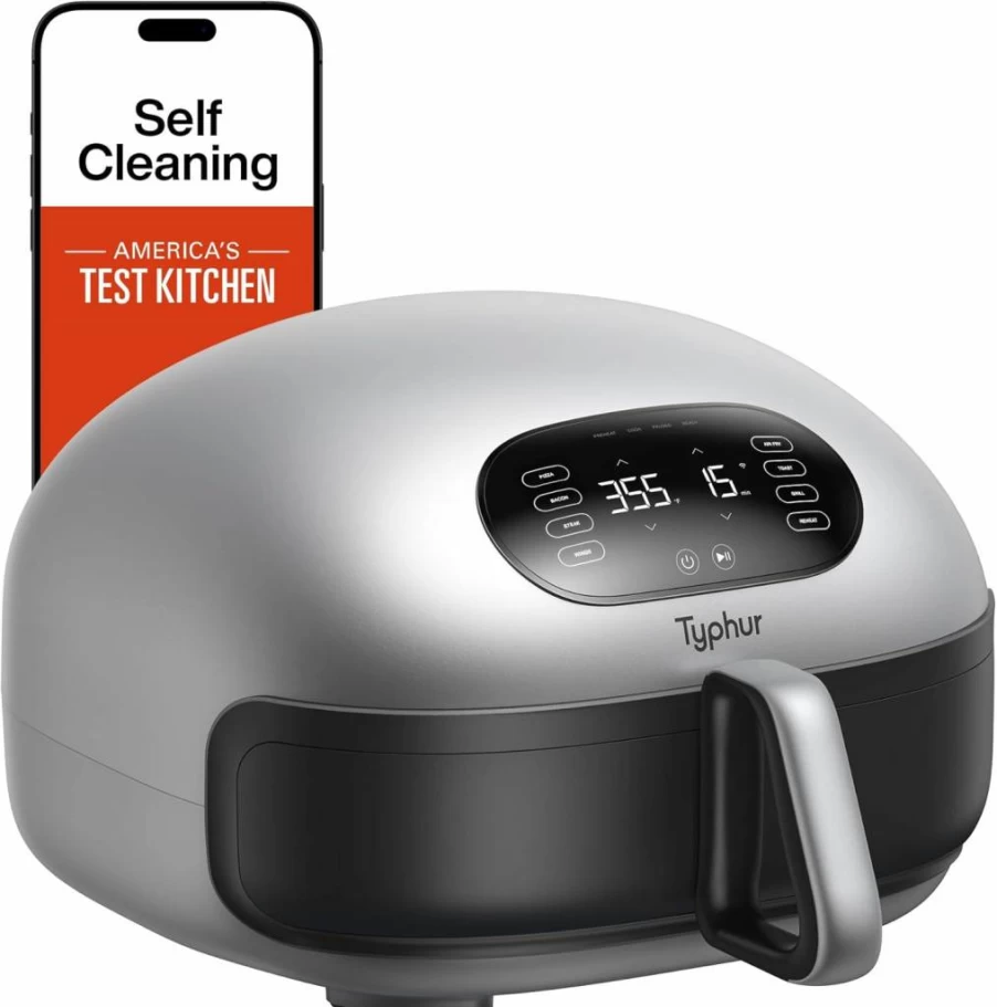 Typhur Dome 2 Air Fryer: Extra Large 6.5QT Smart Digital Air Fryer with PFAS-Free Basket, Superior Airflow Technology, Self-Cleaning Function, 32 Chicken Wings Capacity for Quick & Healthy Meals