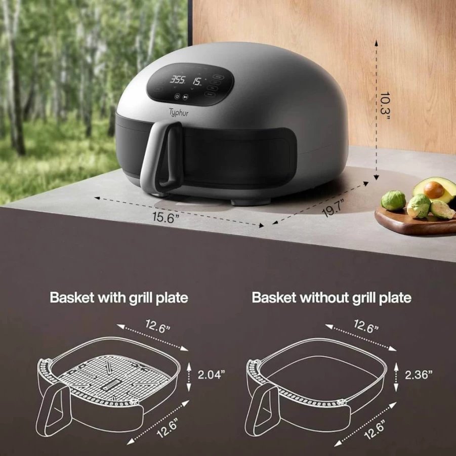 Typhur Dome 2 Air Fryer: Extra Large 6.5QT Smart Digital Air Fryer with PFAS-Free Basket, Superior Airflow Technology, Self-Cleaning Function, 32 Chicken Wings Capacity for Quick & Healthy Meals