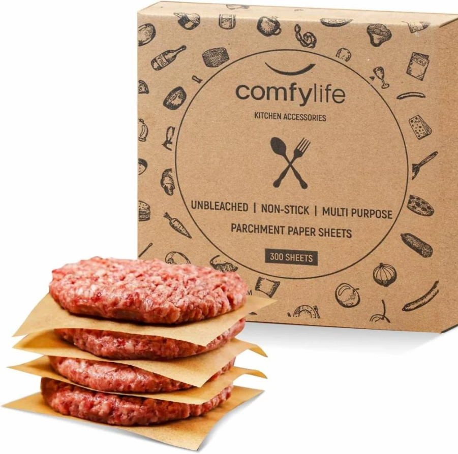 Comfylife 200-Pack Unbleached Precut Parchment Paper Sheets (16x12 Inch) - Non-Stick, No Curl, No Tear Baking Paper for Cooking & Baking