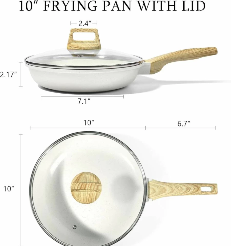 GiPP 12-Inch Ceramic Nonstick Frying Pan with Lid - PFOA & PFAS-Free, Induction Compatible, Dishwasher Safe, Stay-Cool Handle Skillet for Healthy Cooking