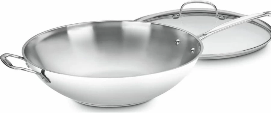 Cuisinart 726-38H 14-Inch Stainless Steel Stir-Fry Pan with Helper Handle and Glass Lid - Chef's Classic Cookware