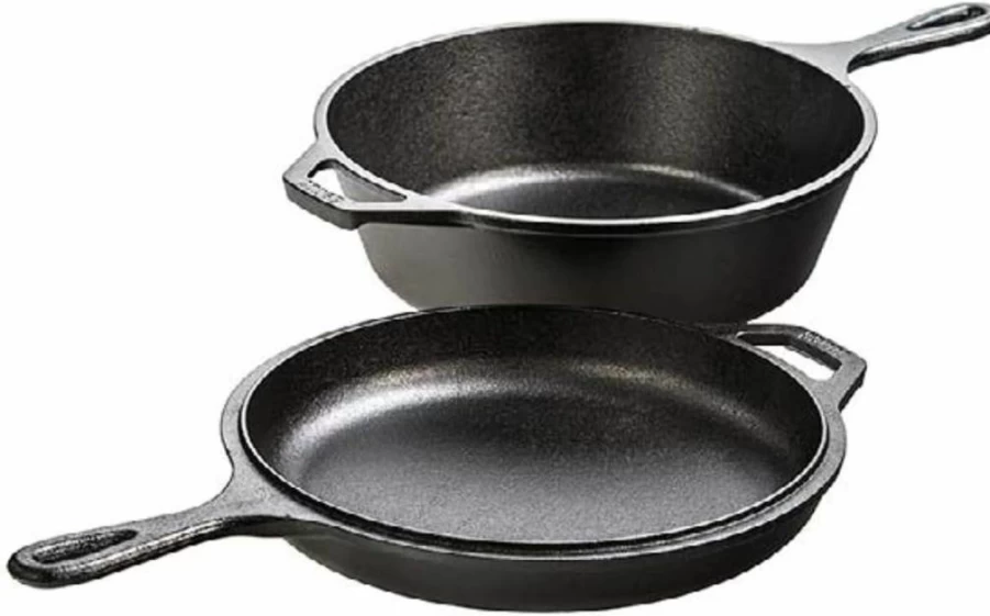 Lodge 3.2 Quart Cast Iron Combo Cooker - 10.25 Inch Pre-Seasoned Skillet & Dutch Oven - Oven, Stove, Grill, Campfire Safe - Ideal for Searing, Frying, Baking & Sauteing - Black