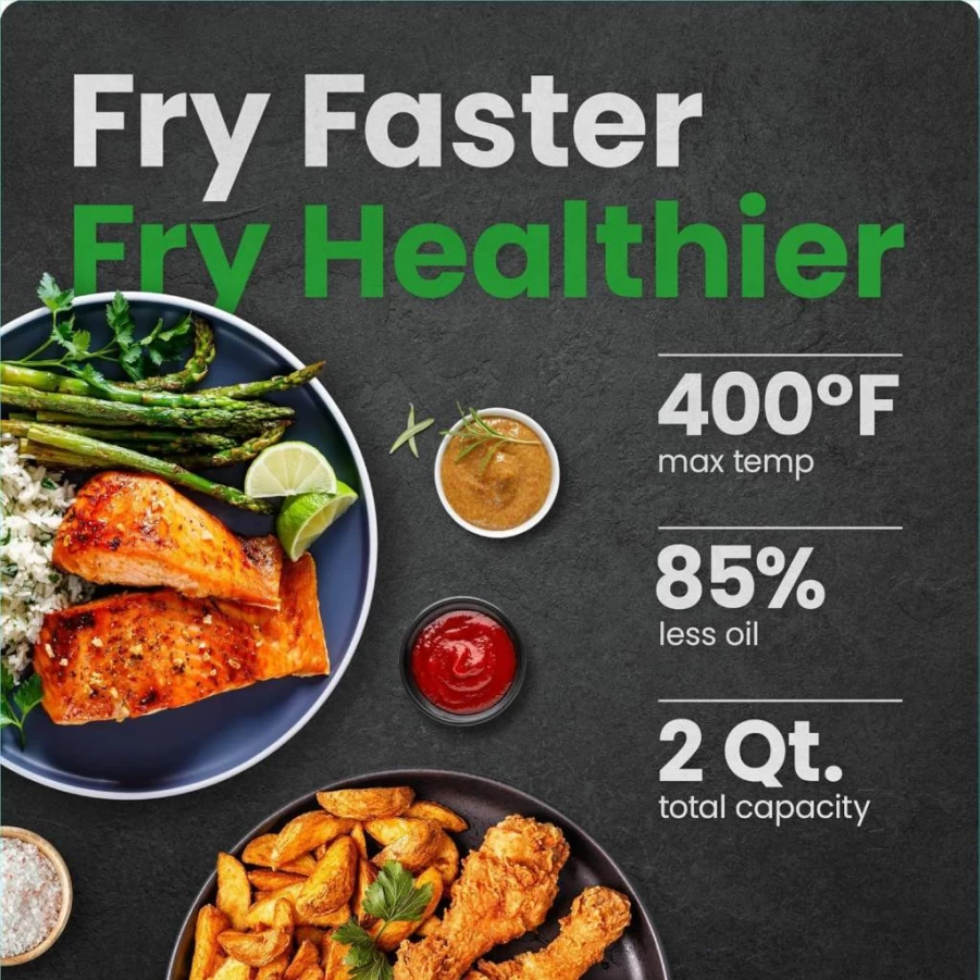 Chefman 2 Quart Digital Air Fryer with Nonstick Dishwasher-Safe Basket, Compact Space-Saving Design, Quick Cooking, Digital Timer & Shake Reminder, Black