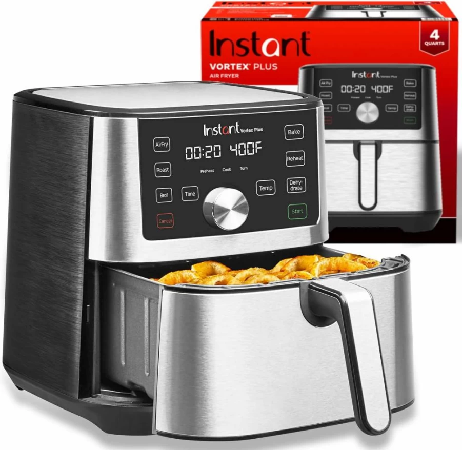 Instant Pot Vortex Plus 6QT XL Air Fryer Oven - 6-in-1 Countertop Convection Toaster Oven with Broil, Dehydrate, Bake, Roast & Reheat Functions, 100+ App Recipes, Dishwasher Safe Basket, Black
