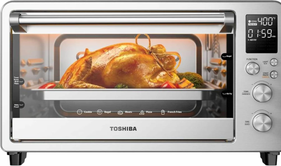 TOSHIBA 26.4QT 12-in-1 Air Fryer Toaster Oven Combo, Large Countertop Convection Oven with Stainless Steel Design
