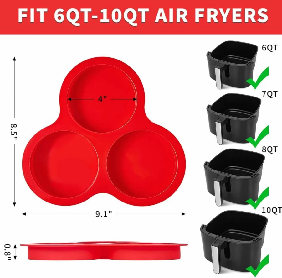 2 Pack Puyeipt Silicone Egg Bite Molds - 4 Inch Round Non-Stick Muffin Pans for Breakfast Sandwiches, Egg Bites, Pancakes, Tarts & Hamburger Buns - Air Fryer & Oven Safe Baking Accessories