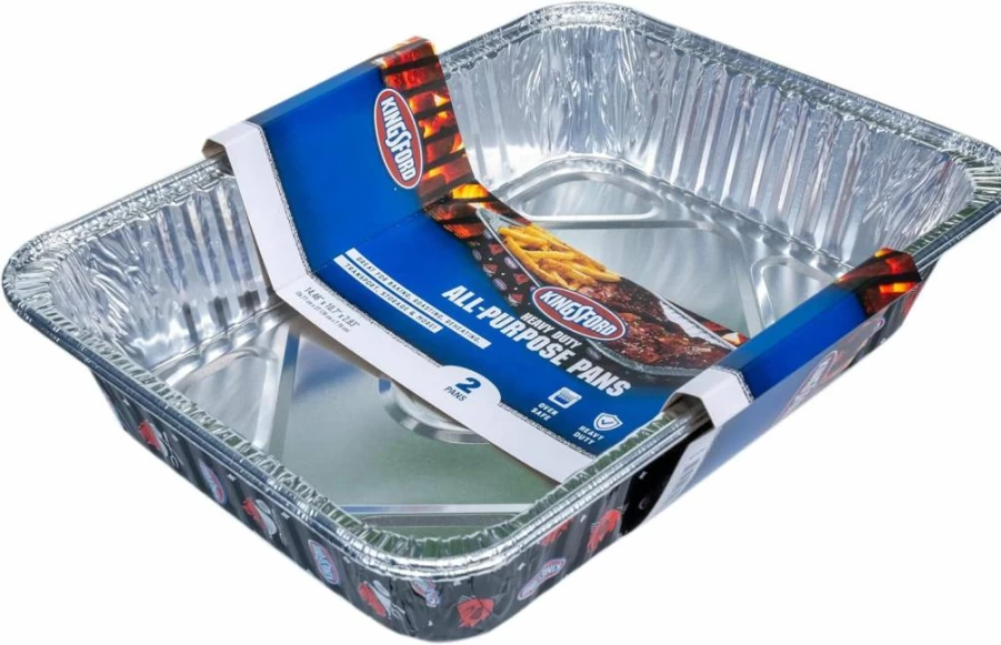 Kingsford Heavy Duty Aluminum Pans 4-Pack - Disposable Baking, Grilling & Roasting Trays for Cooking, Chafing Dishes & Outdoor Use