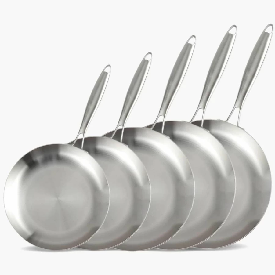 LOLYKITCH 12 Inch Stainless Steel Frying Pan with Detachable Handle - Tri-Ply Induction Skillet, Oven & Dishwasher Safe, Heavy Duty Cookware for Professional & Home Kitchens