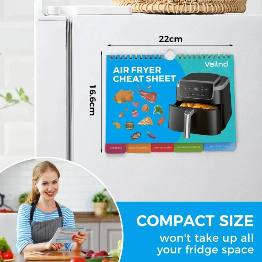 Vailnd Air Fryer Cooking Times Magnet - Quick Reference Guide for Air Fryer Recipes & Accessories | 2025 Kitchen Gadgets Cheat Sheet