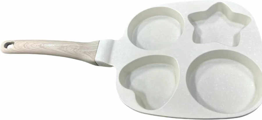 Kdlkxjzw 4-Cup Nonstick Egg Frying Pan with Detachable Handle - Omelette, Pancake, Bacon Skillet for Gas & Induction Stoves - Easy Clean PFOA-Free Ceramic Coating