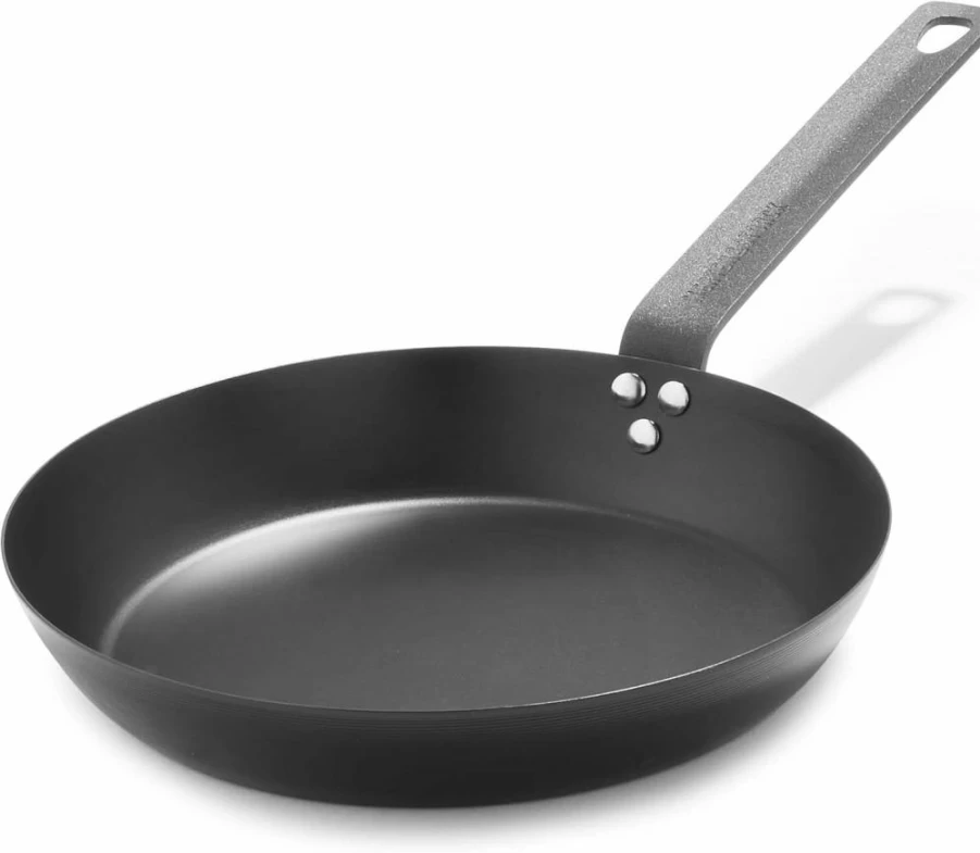 Merten & Storck 12" Pre-Seasoned Carbon Steel Skillet – Nonstick, Oven & Induction Safe, Ideal for Searing, Grilling, Camping & Fast Heating