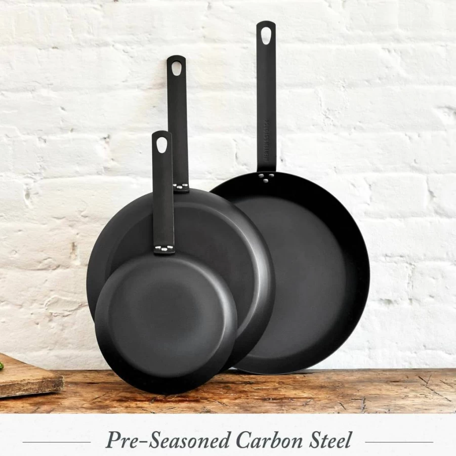 Merten & Storck 12" Pre-Seasoned Carbon Steel Skillet – Nonstick, Oven & Induction Safe, Ideal for Searing, Grilling, Camping & Fast Heating