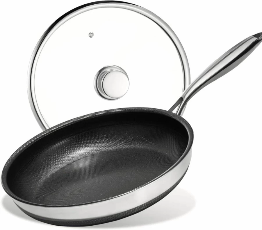 Kitexpert 3-Piece Nonstick Frying Pan Set (8, 10, 12 Inch) - Titanium Ceramic Skillet with Lids, PFOA & PTFE Free, Oven & Dishwasher Safe, Compatible with All Cooktops