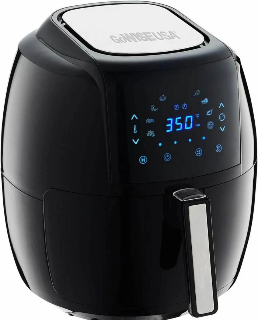 GoWISE USA 5.8QT 1700W 8-in-1 Digital Air Fryer with Recipe Book, Black – Large Capacity Electric Airfryer Oven for Healthy Cooking