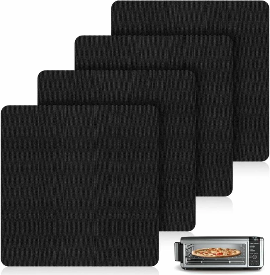 AIEVE Non-Stick Air Fryer Oven Liners, 4 Pack Baking Mats Compatible with Ninja Foodi, Toaster Ovens & Microwave, Fits Gas & Electric Models SP101 SP201 SP301