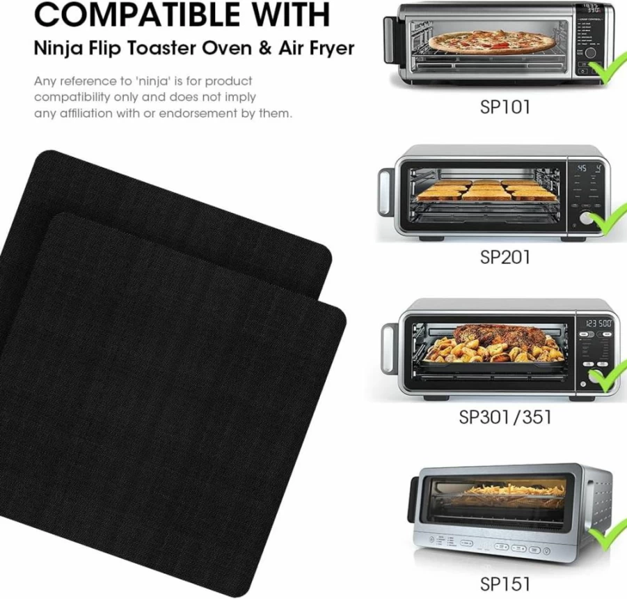 AIEVE Non-Stick Air Fryer Oven Liners, 4 Pack Baking Mats Compatible with Ninja Foodi, Toaster Ovens & Microwave, Fits Gas & Electric Models SP101 SP201 SP301