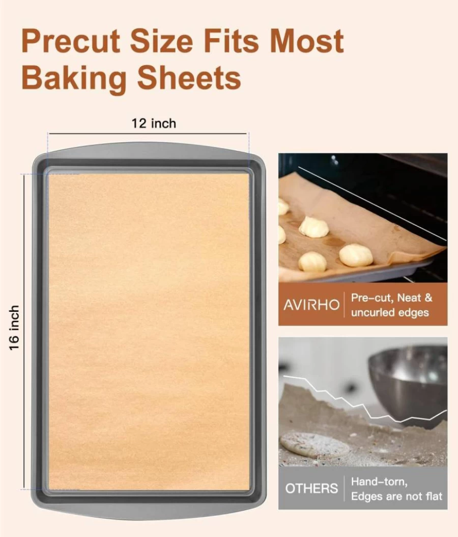 Avirho Unbleached Precut Parchment Paper 9x13 Inch - 70 Sheets for Baking, Air Fryer, Grilling & Cooking, Non-Stick Baking Sheets for Bread, Cookies, Cupcakes