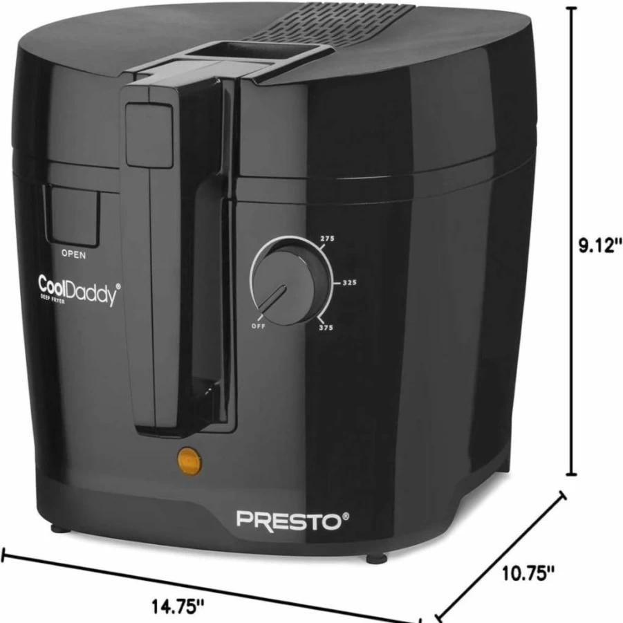 Presto Cool-Touch Deep Fryer - Cooldaddy 05442 Black Electric Safe Oil Cooker