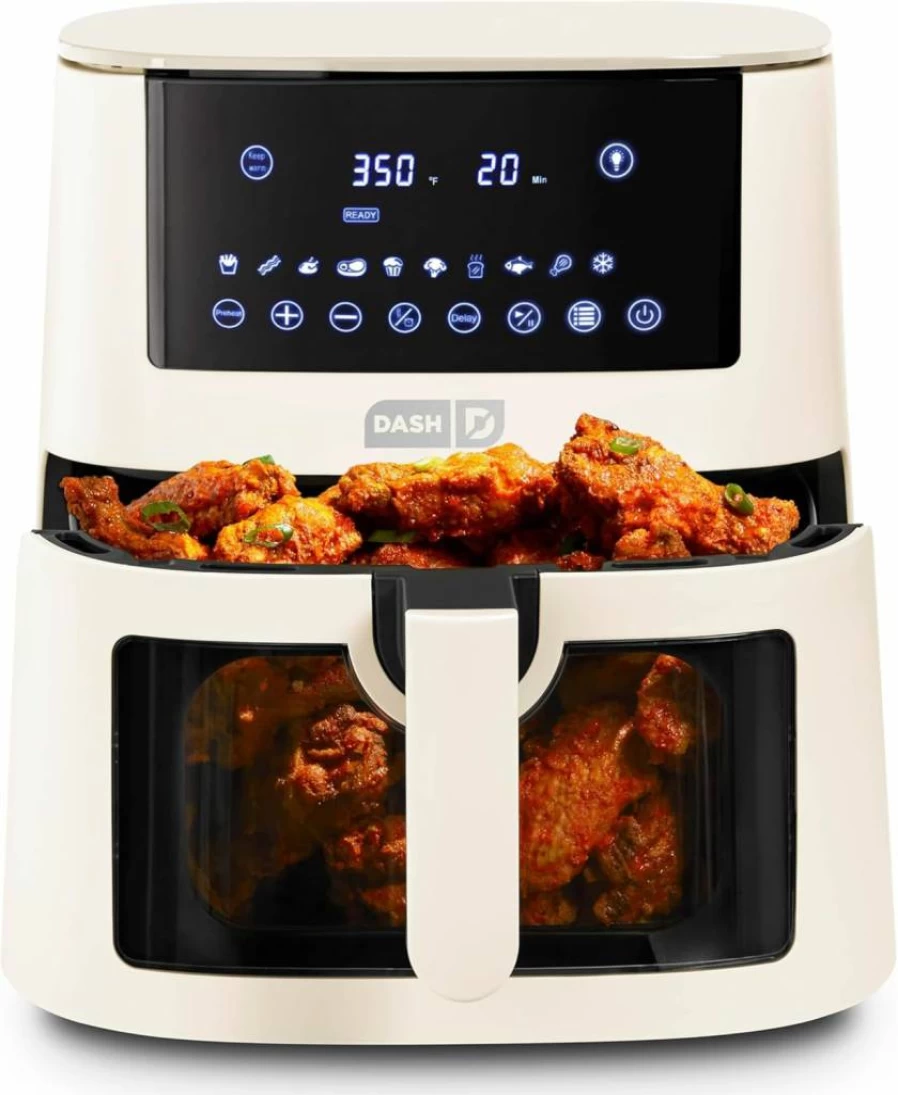 DASH 7 Quart Clear View Digital Air Fryer with Forged Iron Construction - Large Capacity Airfryer