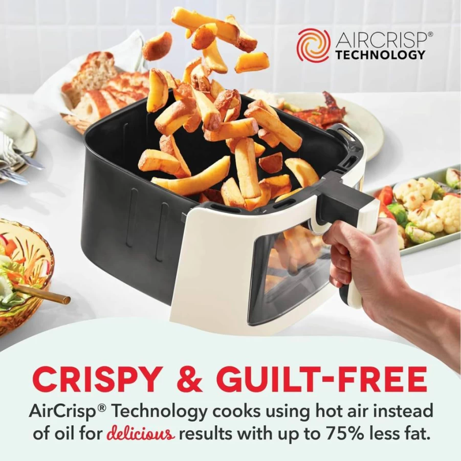 DASH 7 Quart Clear View Digital Air Fryer with Forged Iron Construction - Large Capacity Airfryer