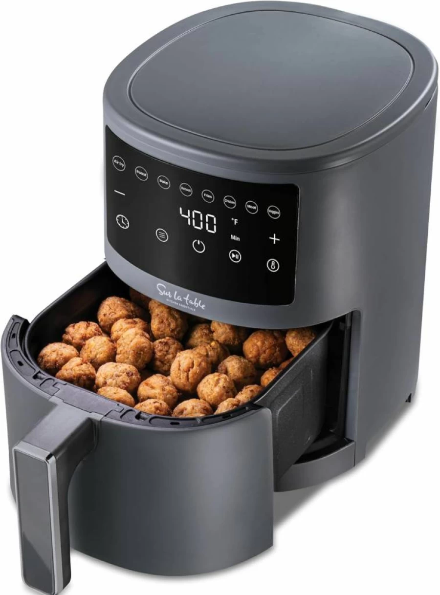 Sur La Table 3.8 Quart Digital Air Fryer with LED Touchscreen - 8 Presets for Air Frying, Baking, Roasting, Broiling & Reheating - 1500W Compact Countertop Oven