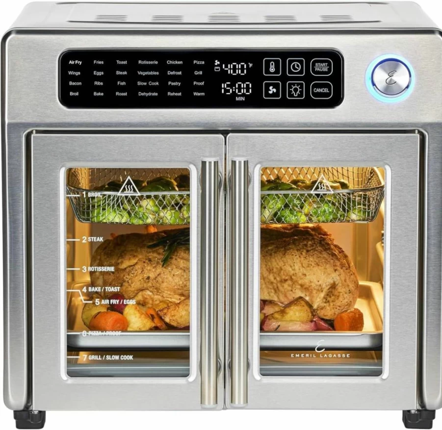 Emeril Lagasse 26QT Stainless Steel Air Fryer Toaster Oven Combo with 24 Cooking Functions, Digital Controls & 7 Accessories